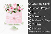 Watercolor Pink Christmas Clipart, a Seasonal Illustration by Canvas Craft (Thumbnail 3 of 10)