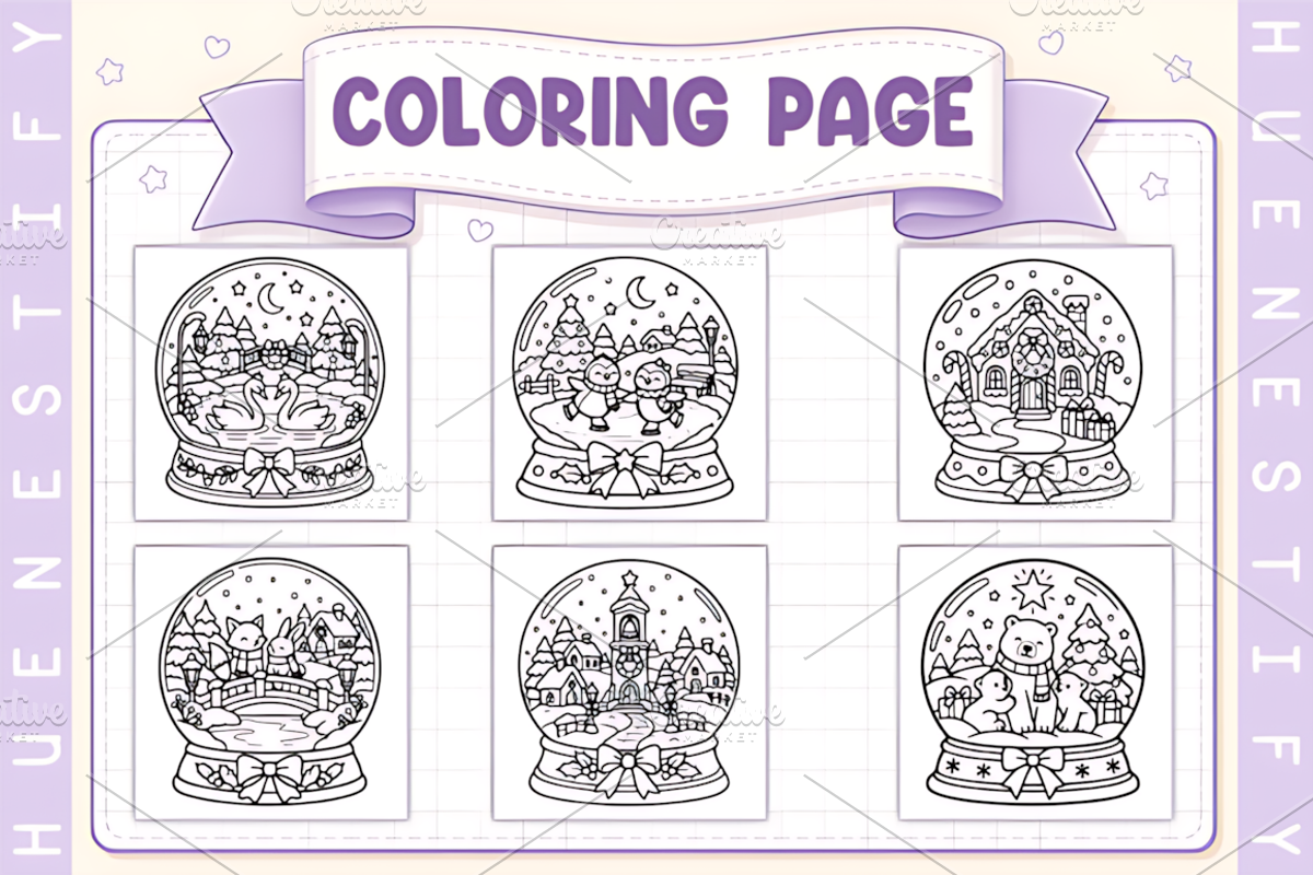 Snow Globe Bold Easy Coloring Book, a Seasonal Illustration by Design Station (Photo 3 of 3)