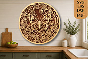 Butterfly Floral SVG Laser Cut File, an Object Graphic by DreamCafeArt (Thumbnail 2 of 3)