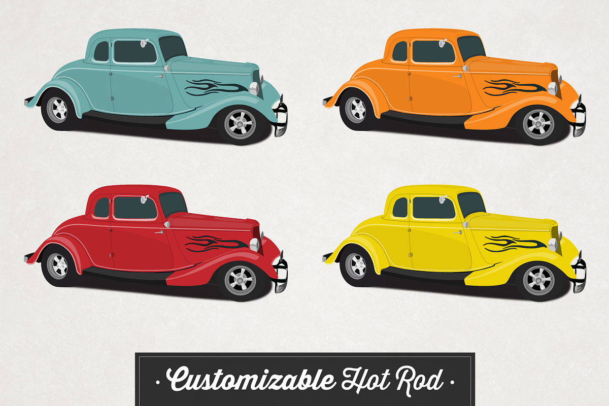 Customizable Hot Rod Vector, an Illustration by LadyEaves (Photo 1 of 2)