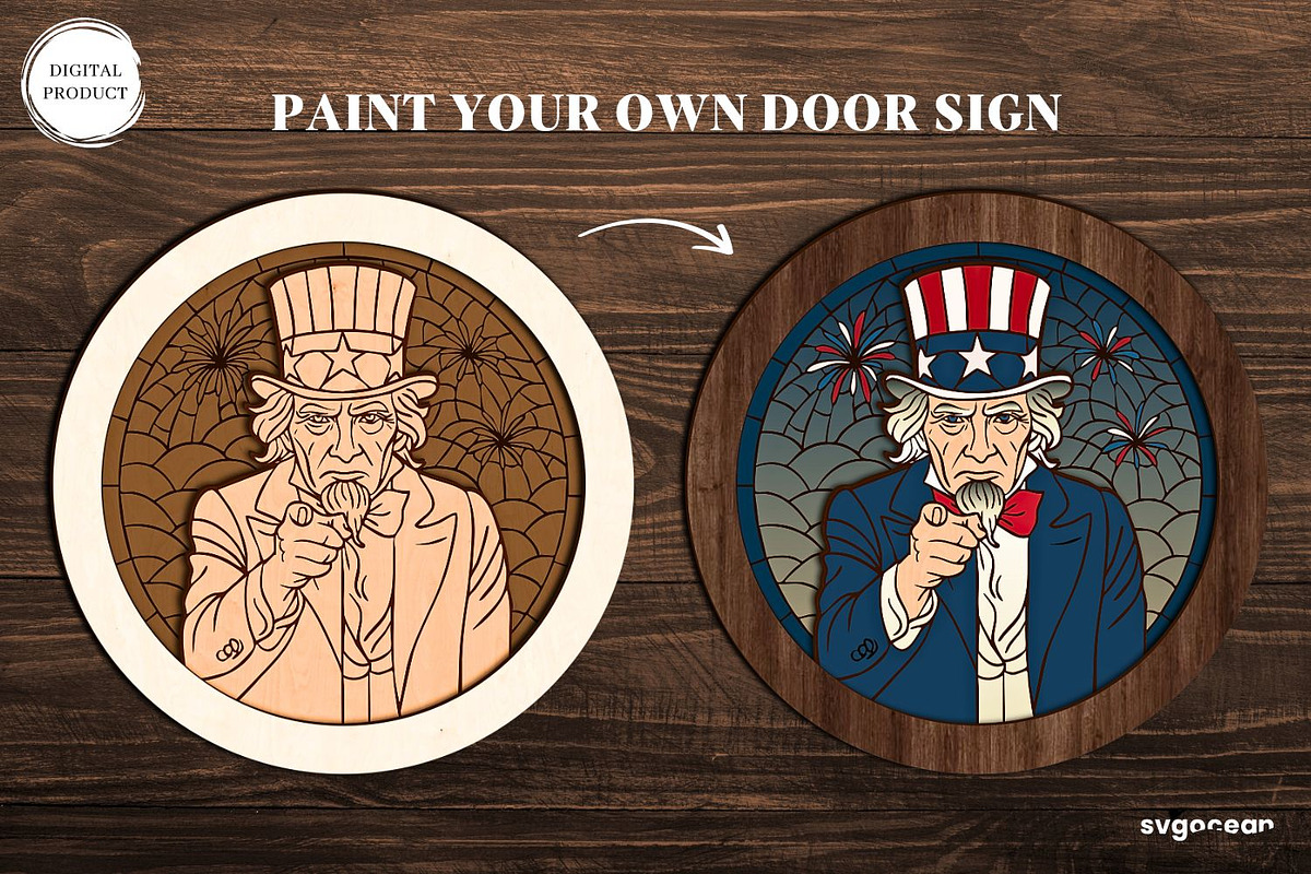 Patriotic Door Sign Bundle, a Decorative Illustration by svgocean (Photo 6 of 16)