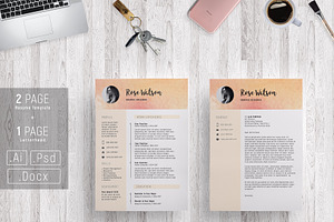 Sweet Watercolor Resume Template /G, a Resume Template by Showy68 Template