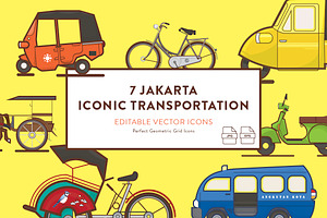 Jakarta Iconic Transportation Icons
