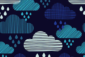 Clouds and rain drops.