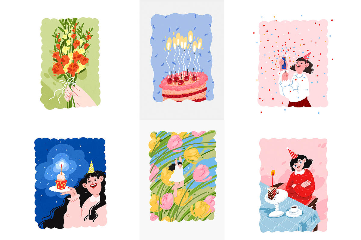 Aesthetic Birthday Cards ENG/GER, a Decorative Illustration by Schumacher Shop (Photo 12 of 18)