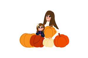 Mother and daughter smiling and, a Food Illustration by pikepicture