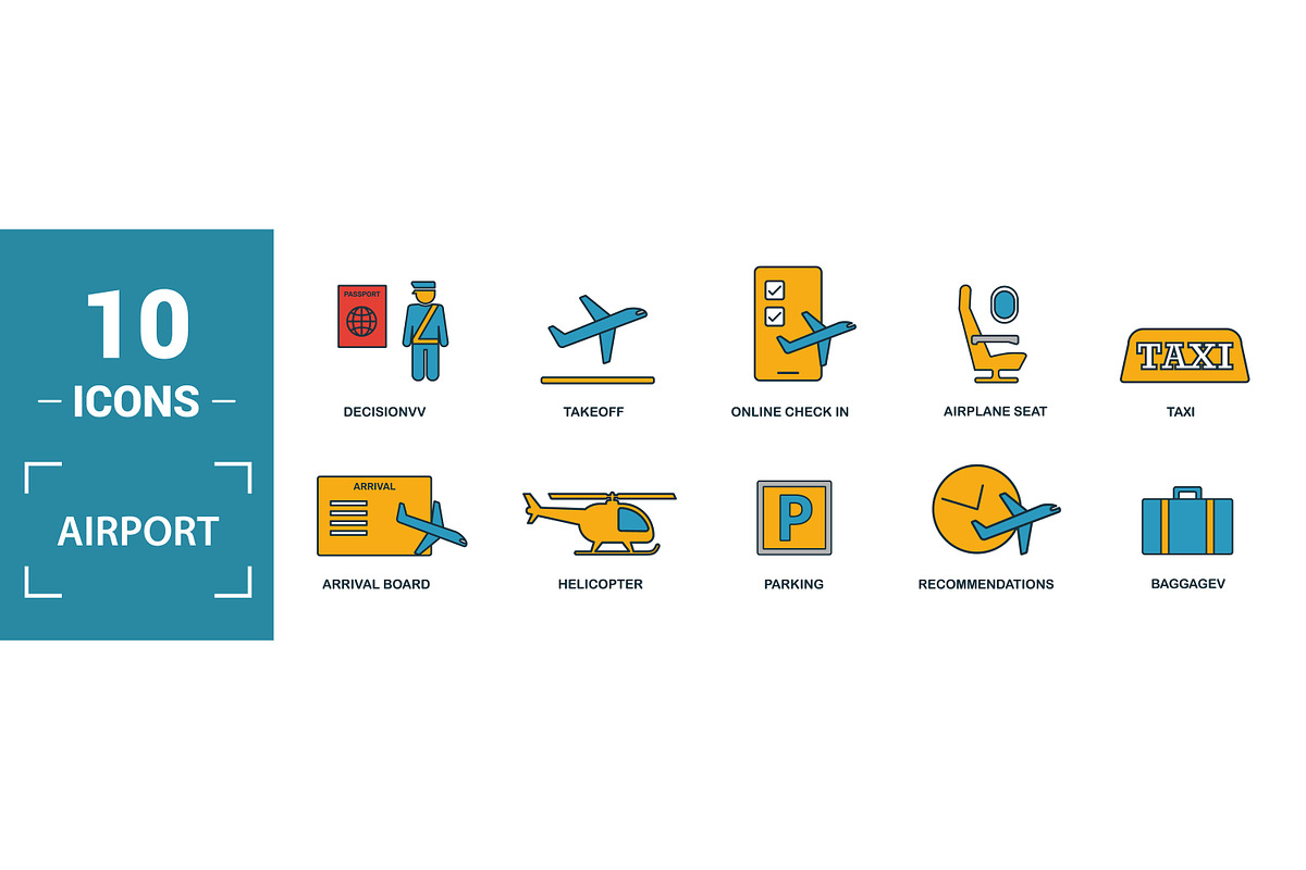 Airport Two Color Icon Set, an Object Graphic by Aimagenarium@gmail.com (Photo 3 of 3)