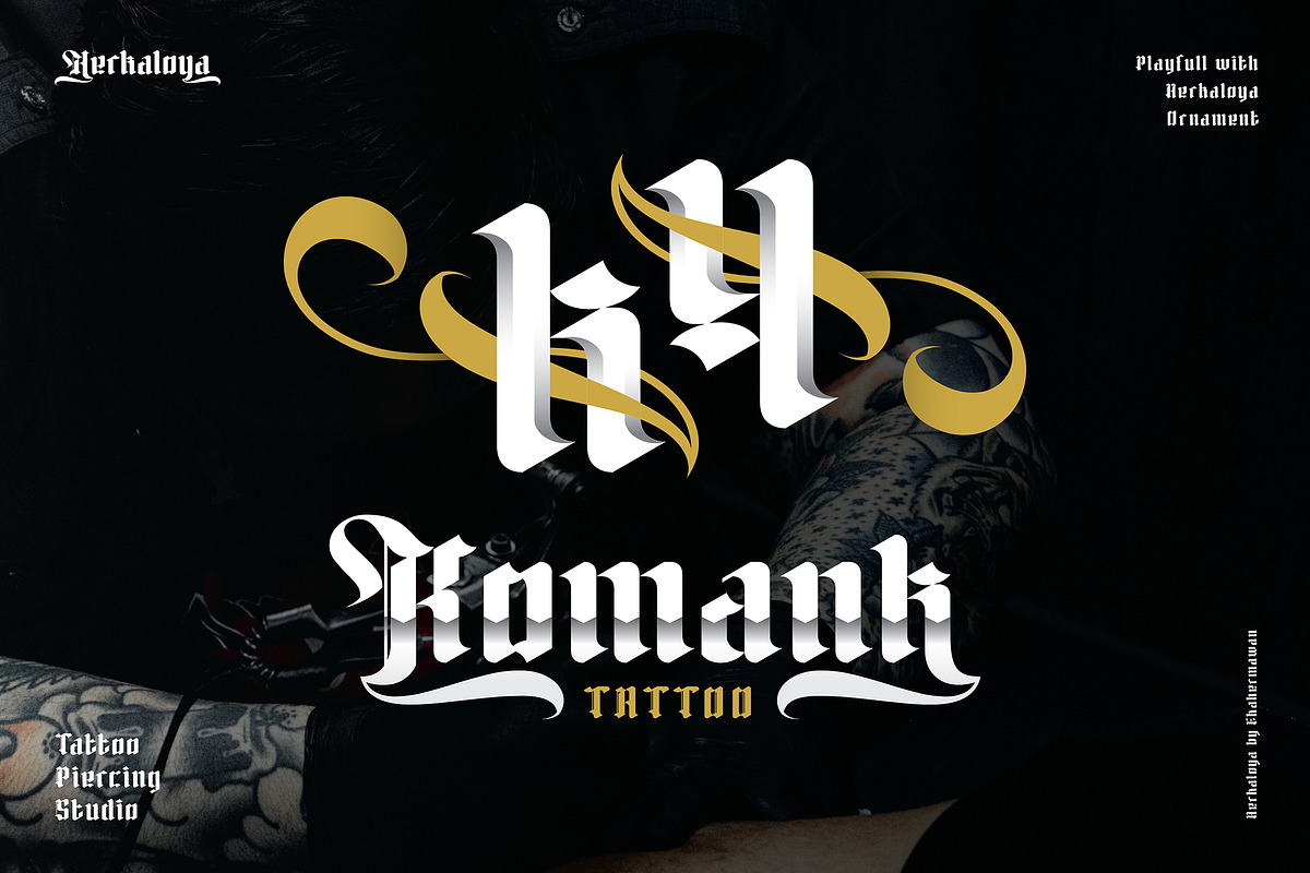 Herkaloya - Ornament Blackletter, a Blackletter Font by Ekahermawan (Photo 5 of 10)