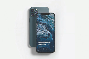 Two Blue Smartphone Display Mockup, an iPhone Mockup by DesignRushMarket
