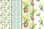 Watercolor Yellow tulips patterns, a Pattern Graphic by DollyPotterson (Thumbnail 3 of 6)