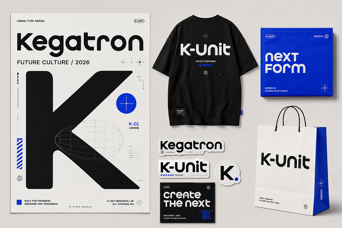Kegatron – Futuristic Display Font, a Serif Font by Wow Magic (Photo 2 of 6)