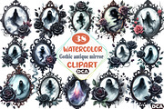 Watercolor Gothic antique mirror Cli, an Illustration by DreamCafeArt (Thumbnail 1 of 7)