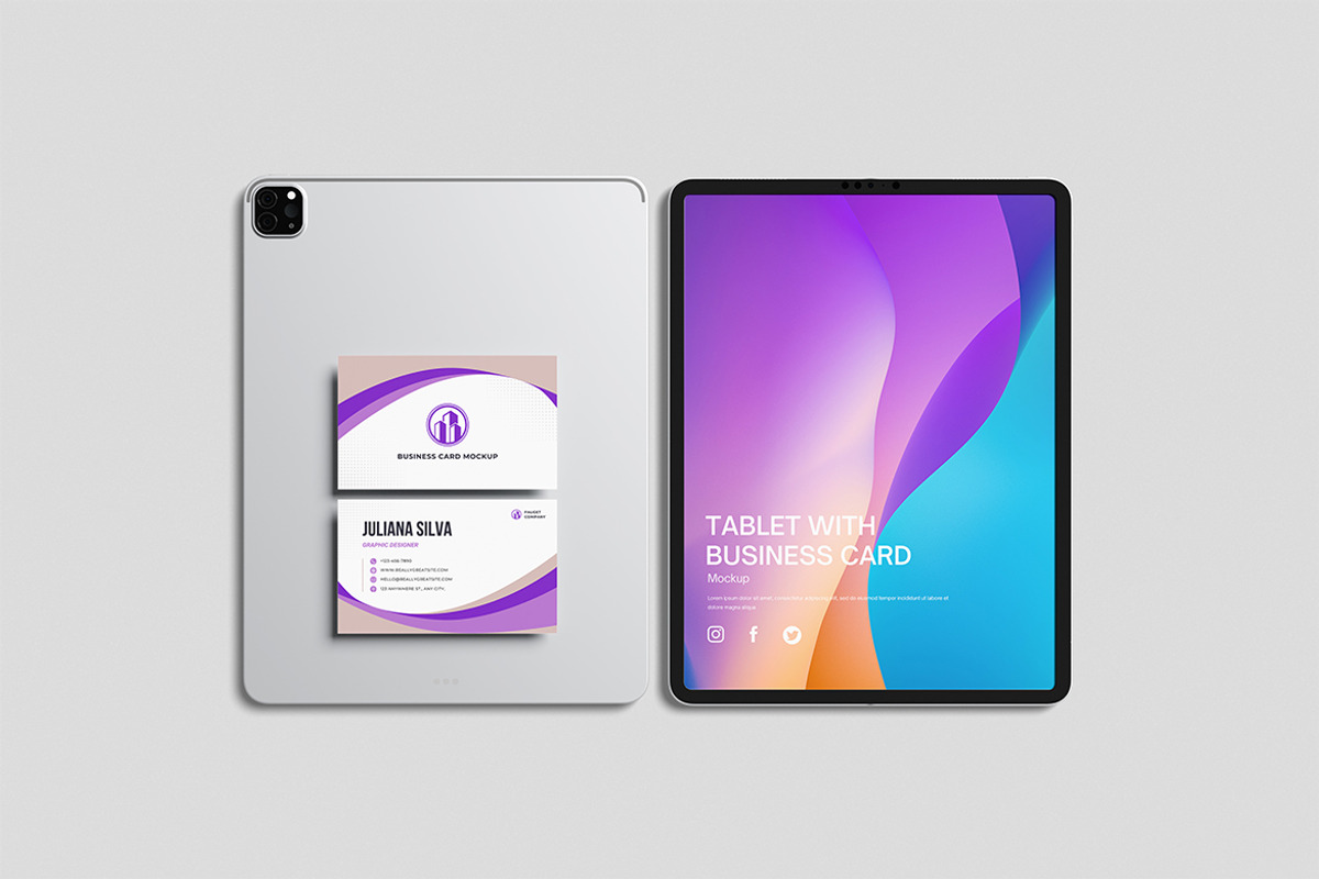 Tablet With Business Card Mockup, an iPad Mockup by swsi-studio (Photo 4 of 5)