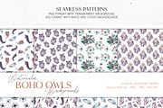 Boho Owls ultraviolet collection, an Animal Illustration by CrystalinaShop (Thumbnail 7 of 11)