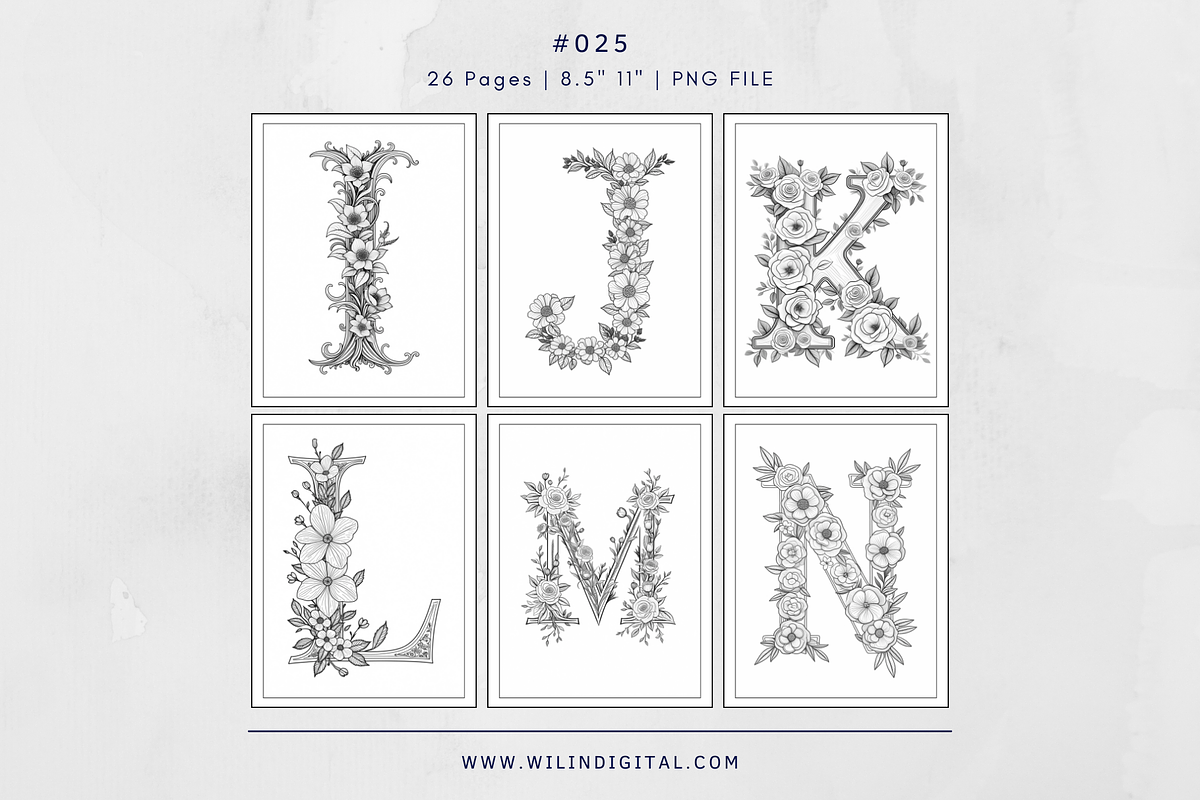 26 Alphabet Coloring Pages For Kids, an Illustration by Wilin Digital (Photo 3 of 3)