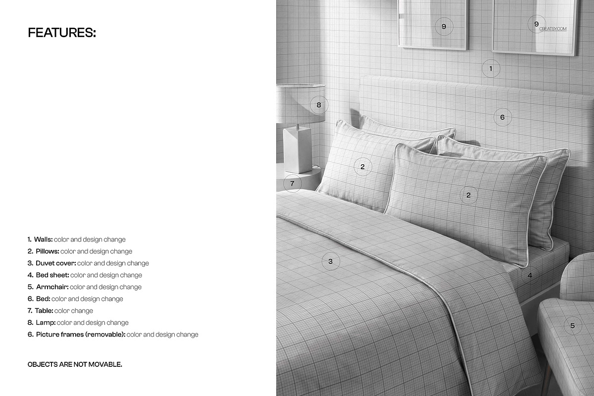 Bedroom Bedding Set Mockup, a Household Mockup by creatsy5 (Photo 3 of 6)