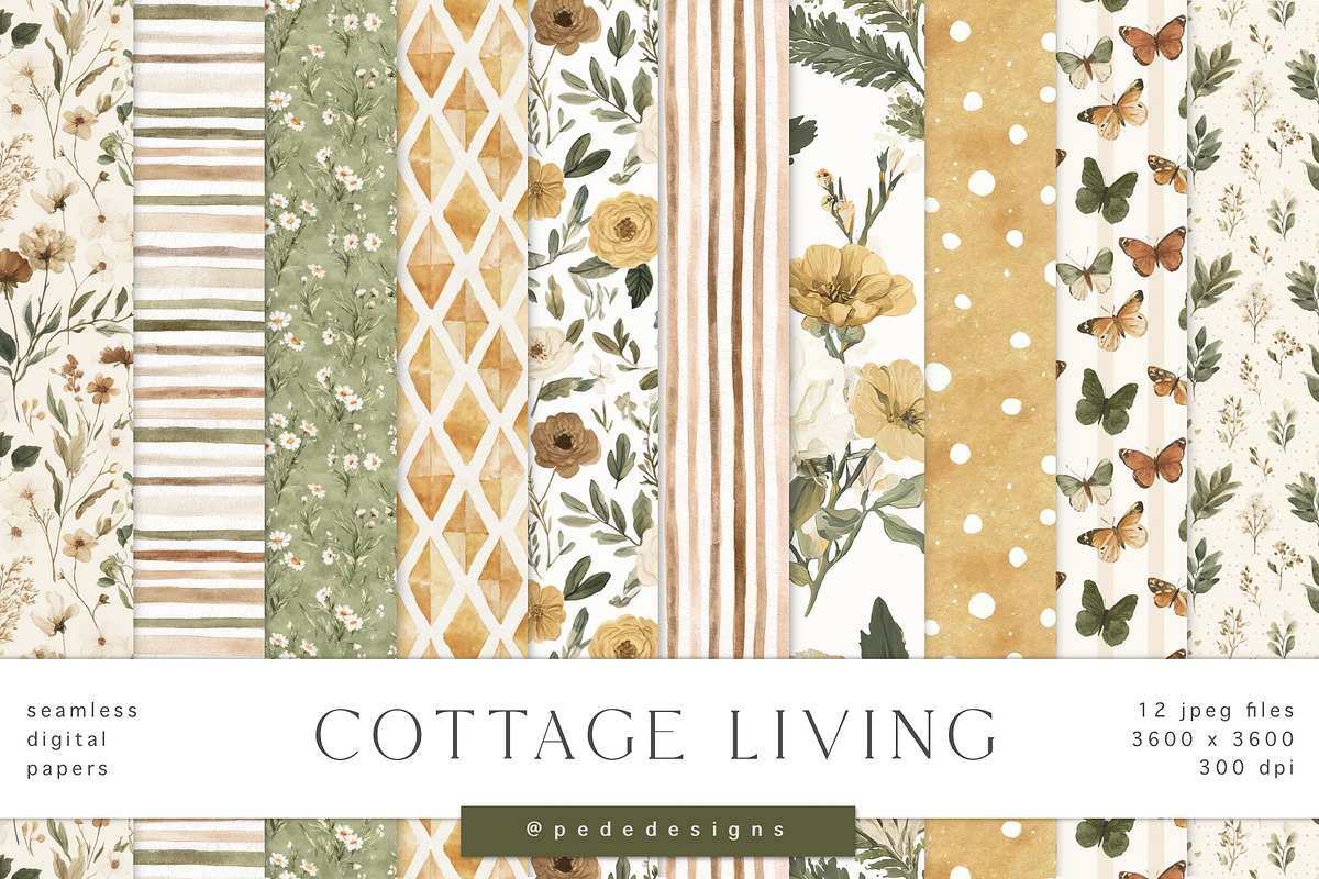 Cottage Living Collection, a Decorative Illustration by PeDe Designs