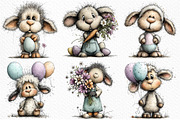 Whimsical Easter Lamb Clipart, an Illustration by Craft Nest (Thumbnail 6 of 11)