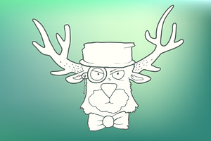 Hand-drawn Cute Head Of Hipster Deer