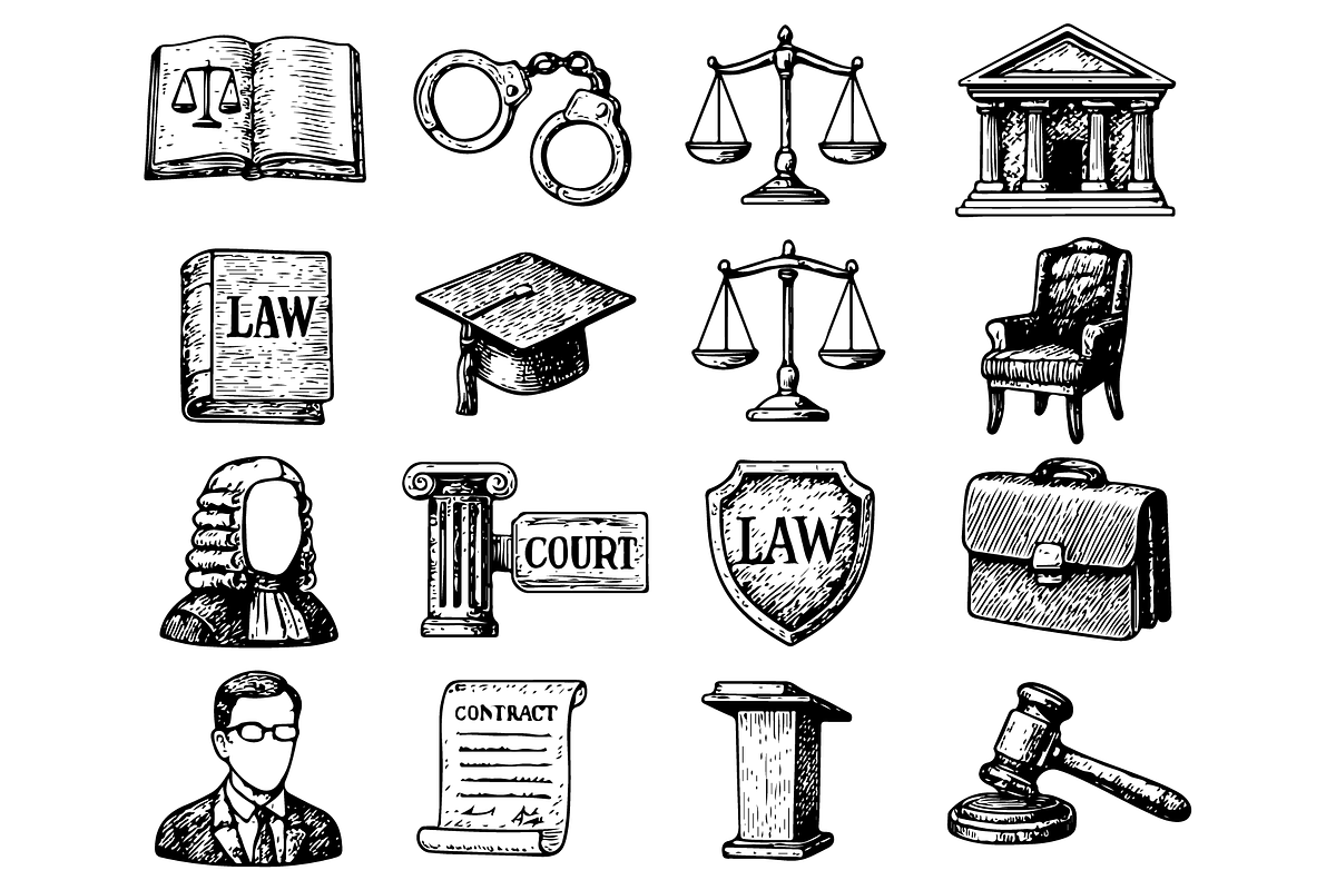 Law and Justice  Icons, an Object Graphic by nikagraphic