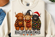 Hallothanksmas Highland Cow PNG, a Seasonal Illustration by Canvas Craft (Thumbnail 2 of 6)