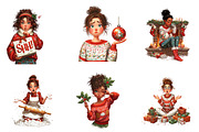 Quirky Christmas Girl Clipart, an Illustration by CreationArt (Thumbnail 3 of 4)
