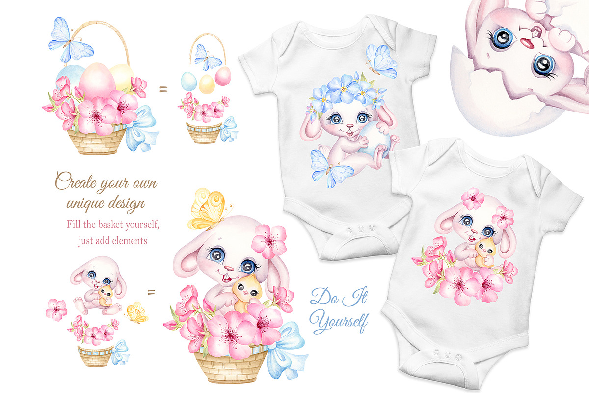 Cute Easter Bunny clipart, an Animal Illustration by MarinadeArt (Photo 3 of 8)