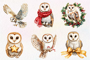 Christmas Barn Owl Clipart, an Illustration by Dream Creation (Thumbnail 4 of 6)