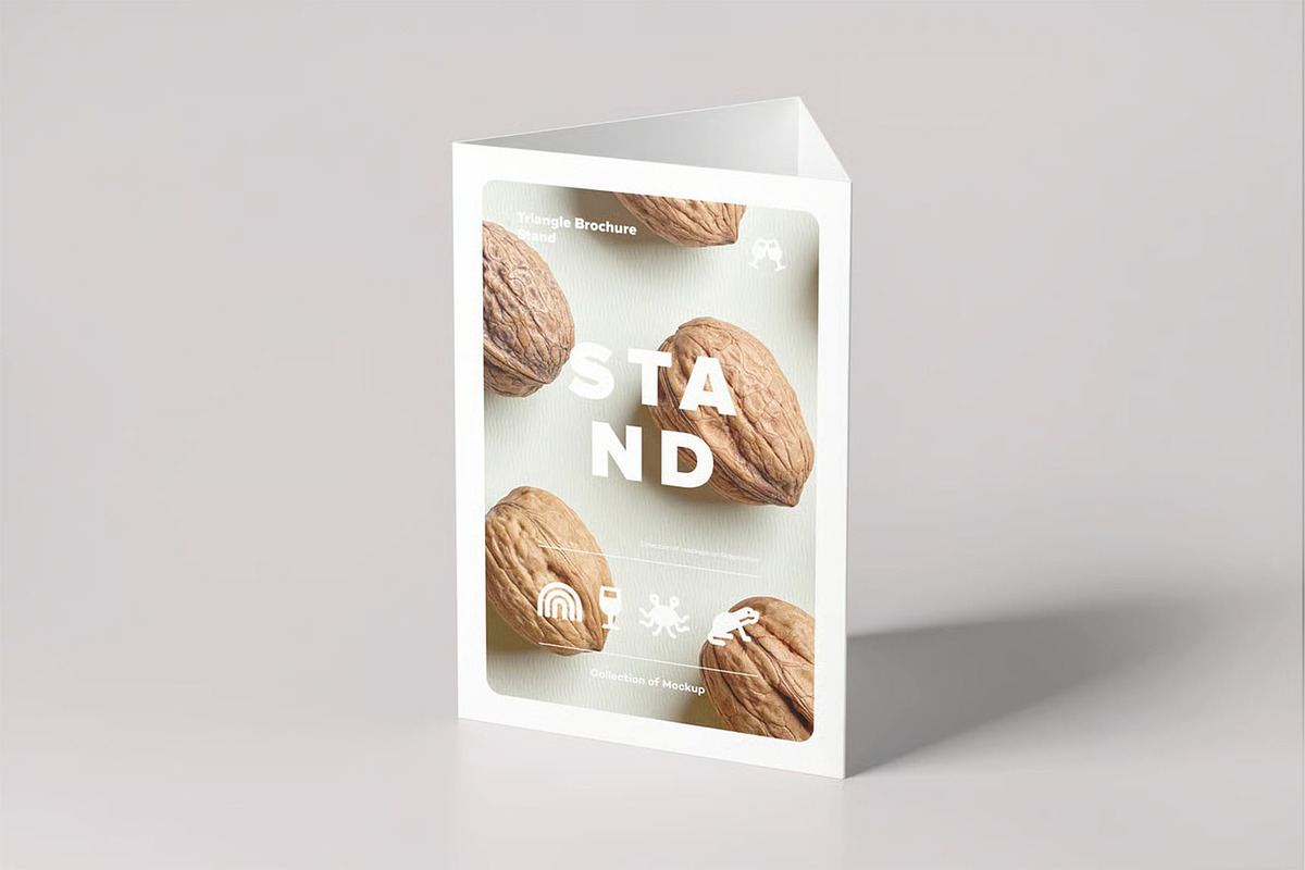 Triangle A5 Brochure Stand Mock-up, an Advertising Mockup by zippypixelstudio (Photo 7 of 10)