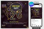 New Year Eve Party Flyer Canva, a Flyer Template by graphicforest (Thumbnail 1 of 3)