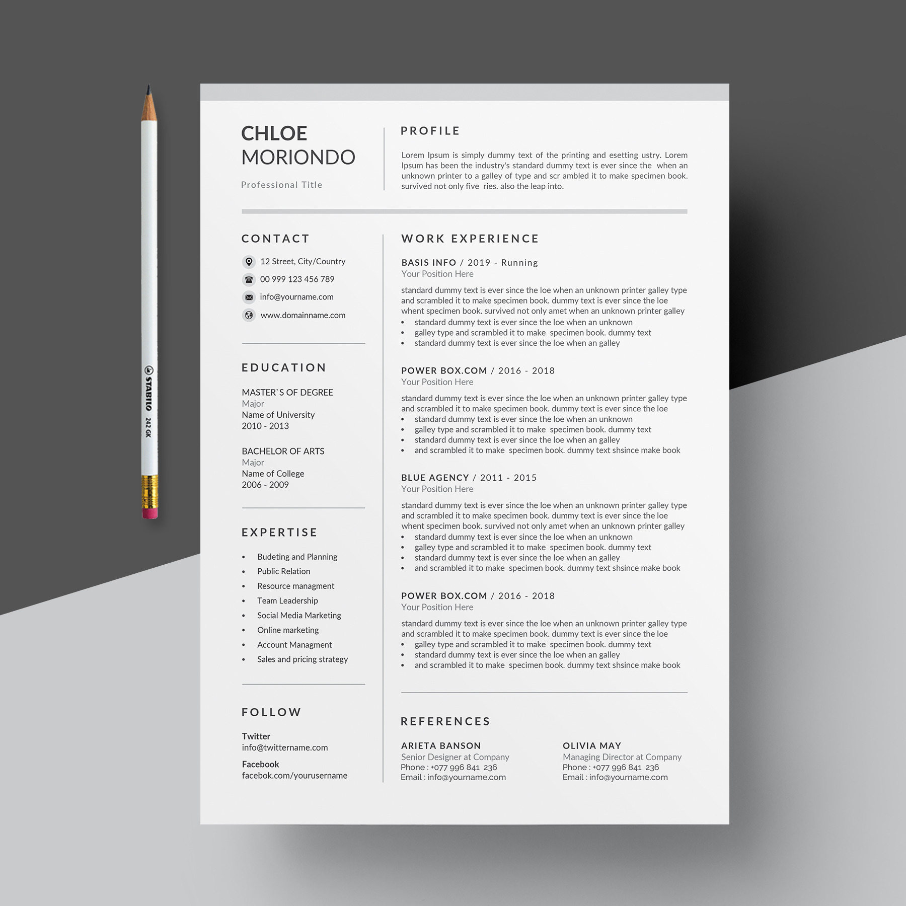 Word Resume & Cover Letter, a Resume Template by Designs Bird