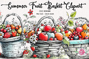 Summer Fruit Basket Clipart, an Illustration by CreationArt (Thumbnail 1 of 7)