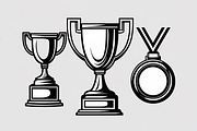 Trophy and Medal Silhouette Set, an Illustration by Gfx_Store (Thumbnail 4 of 7)
