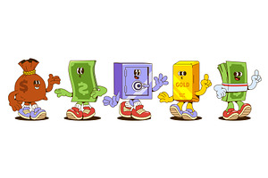 Retro money characters set isolated, a Finance Illustration by art PVP - market