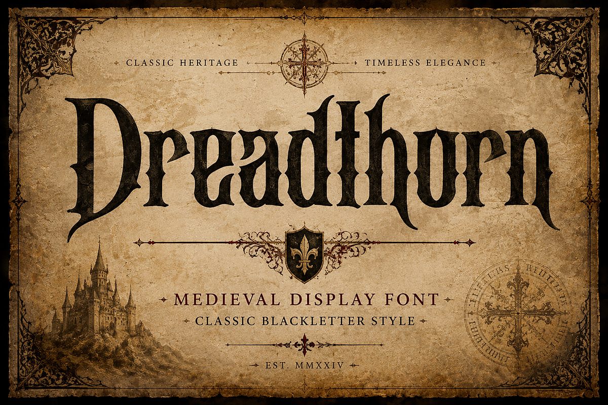Dreadthorn – Gothic Blackletter, a Blackletter Font by Wow Magic (Photo 4 of 5)