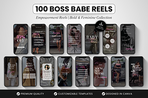 100 Boss Babe Reels Templates, a Social Media Template by DigiPax
