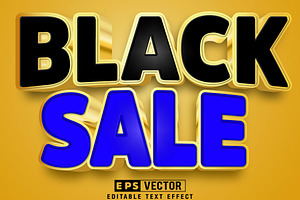 Vector Black Sale 3d Editable Text