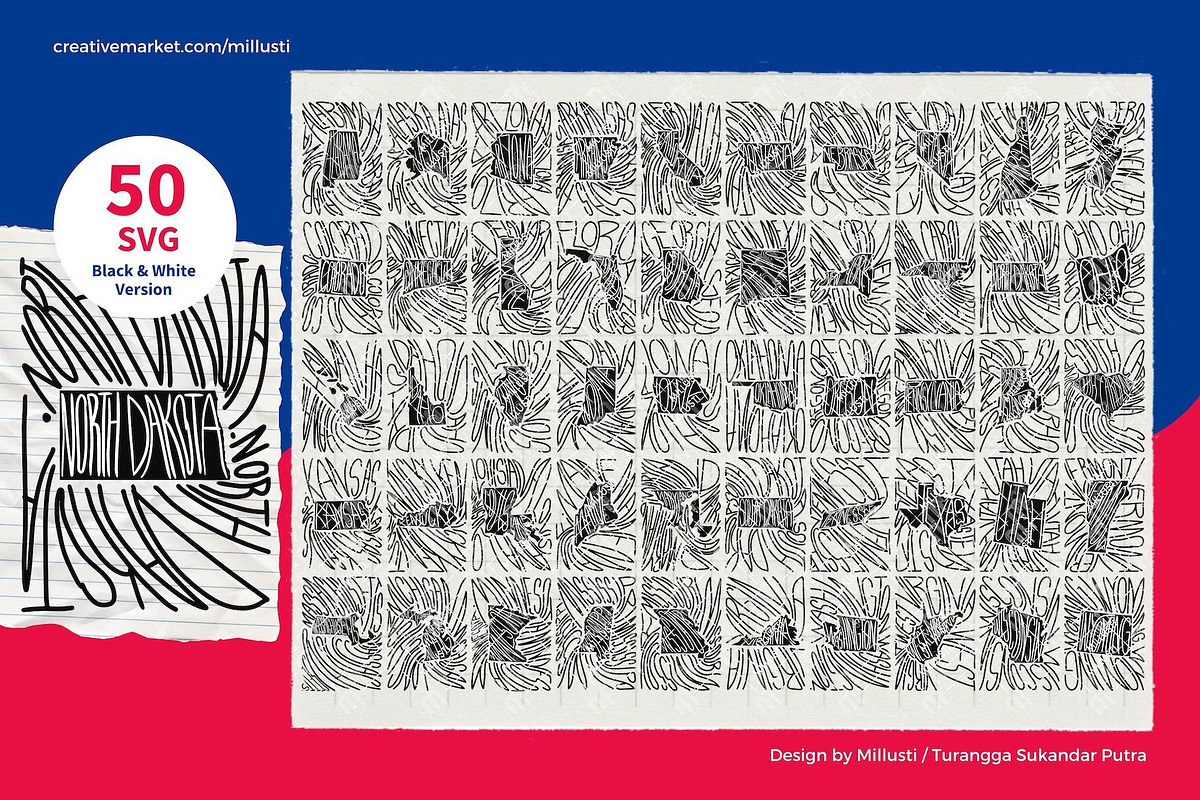 50 USA States Map Typography SVG, an Object Graphic by Millusti (Photo 3 of 9)