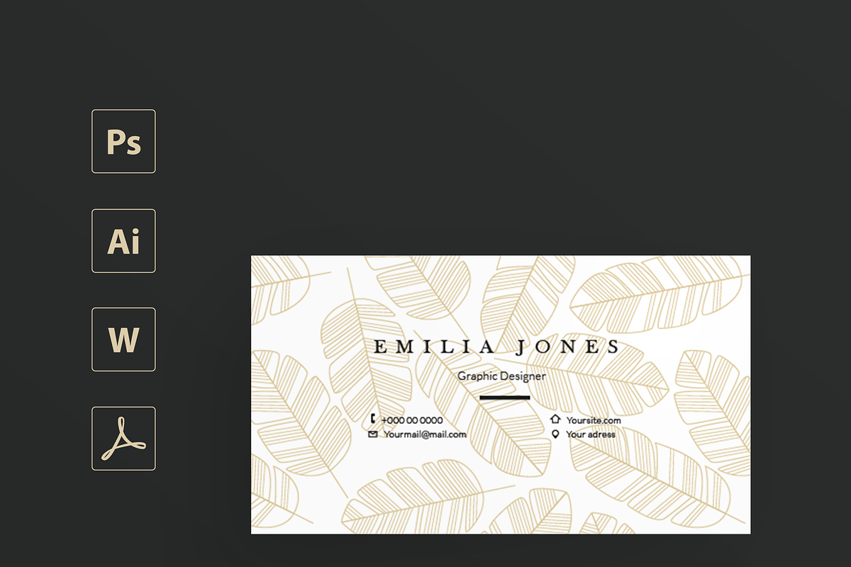 Leaf pattern business card template, a Card Template by MH Design Template (Photo 4 of 5)