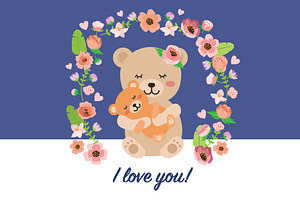 I love you! mother's day bear vector