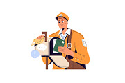 Postmen delivering letters, mail set, a Person Illustration by PaperTrident (Thumbnail 3 of 13)
