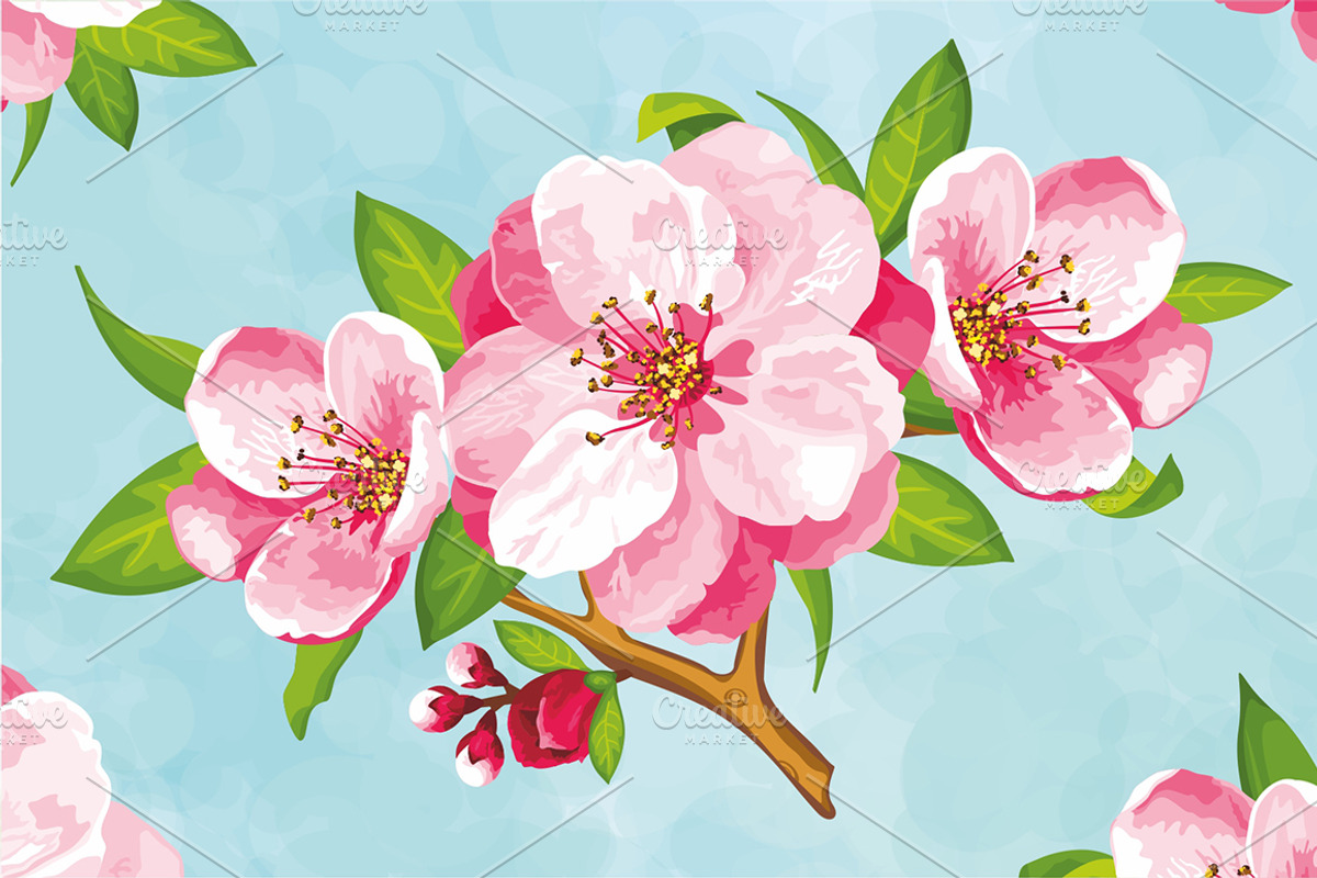 SET / Sakura blossom in various kind, an Illustration by Nadin_Lebedeva (Photo 3 of 7)