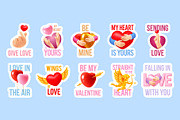 Valentine's Day Stickers Set, a Decorative Illustration by Vector beauty (Thumbnail 3 of 6)