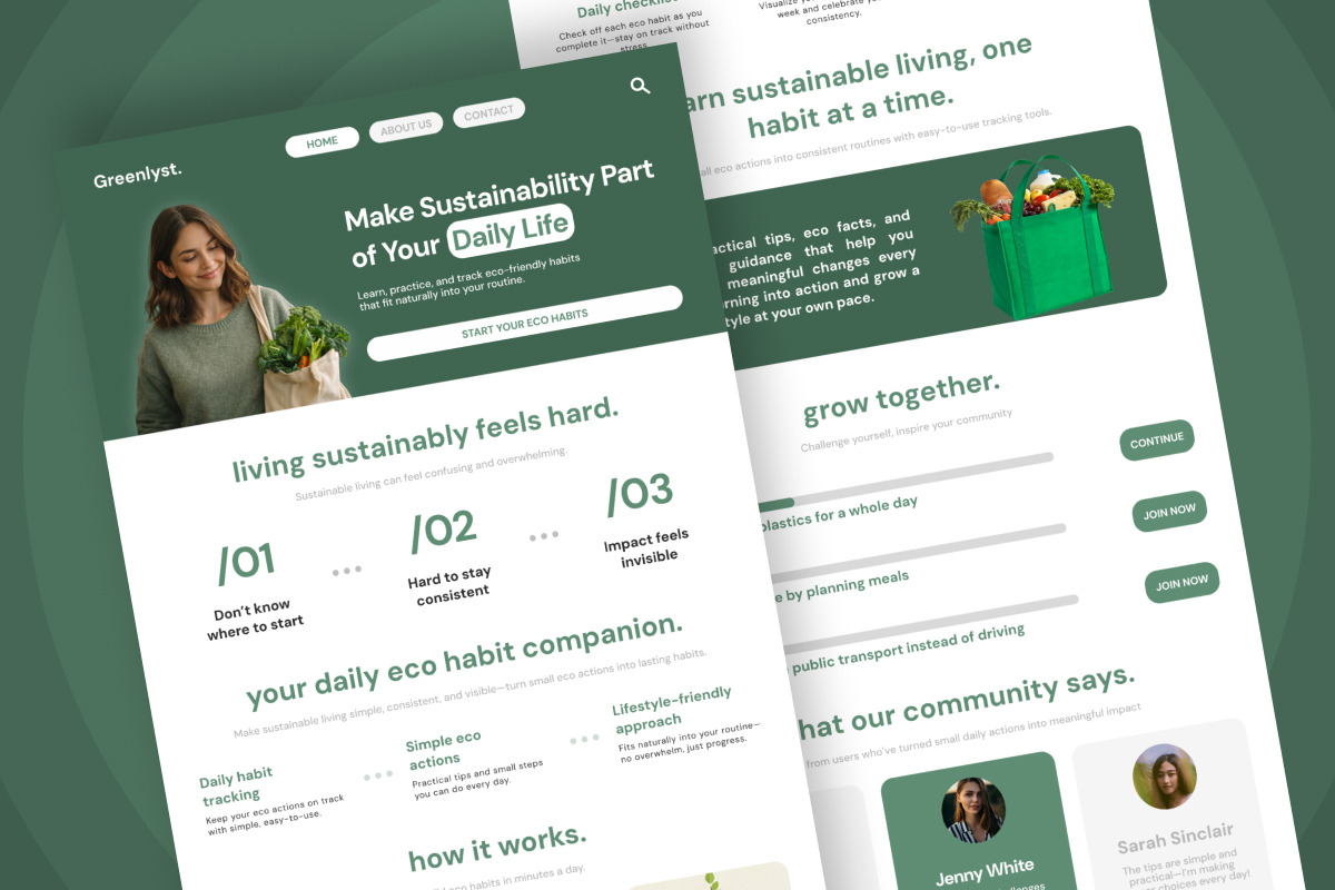 Greenlyst Eco Habit Tracker Landing, a Landing Page Template by productype1 (Photo 3 of 5)