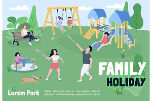 Family holiday in park banner, a Poster Template by IMG visuals characters
