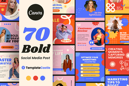 70 Playful Instagram Canva Template, a Templates & Theme by TemplateCastleStore
