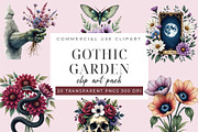 Gothic Garden Floral Clipart PNG, an Object Graphic by Printable Pretty Studio (Thumbnail 1 of 5)
