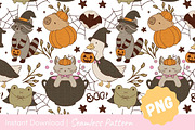 Cozy Halloween Animals Seamless, a Texture Illustration by CpSnowy (Thumbnail 2 of 5)