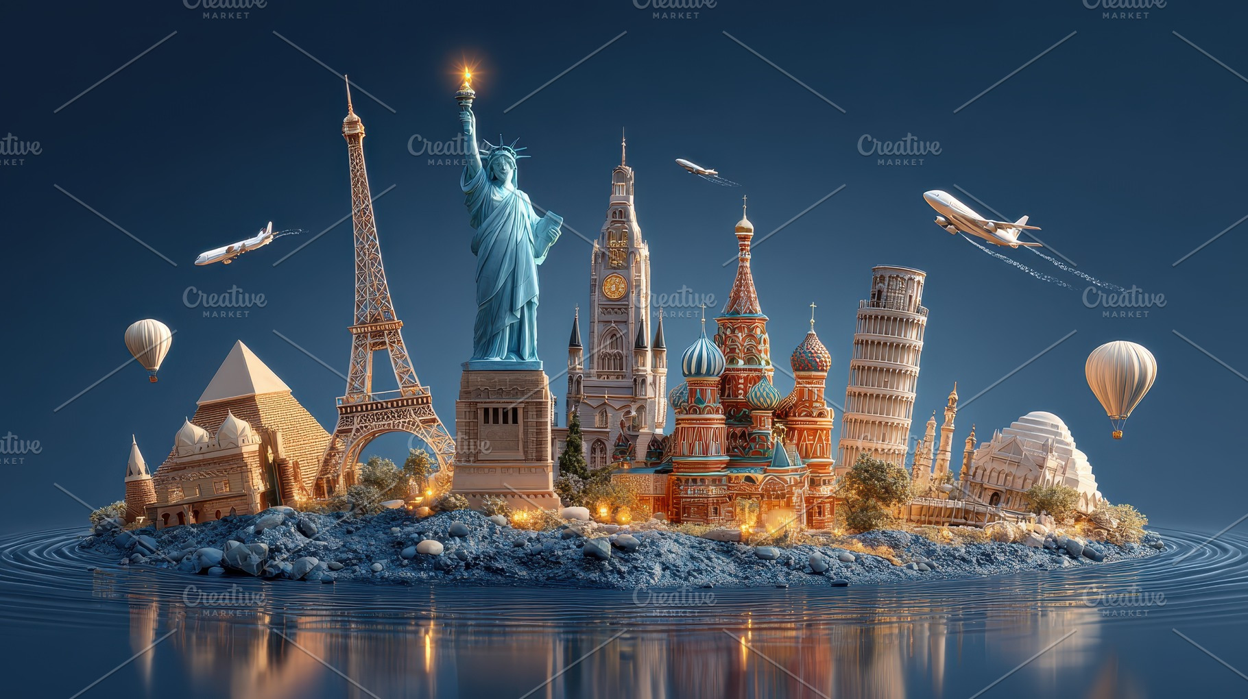 World Landmarks Travel Island Airpla, a Photo by Pixeness Studio