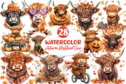 Autumn Funny Highland Cow Clipart, an Illustration by Dream Creation (Thumbnail 1 of 6)
